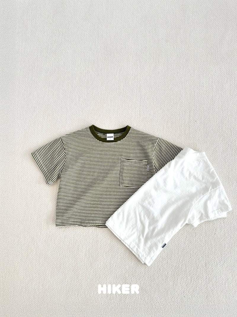 Hiker - Korean Children Fashion - #fashionkids - Pocket Stripe Plain Short Sleeve Tee - 6