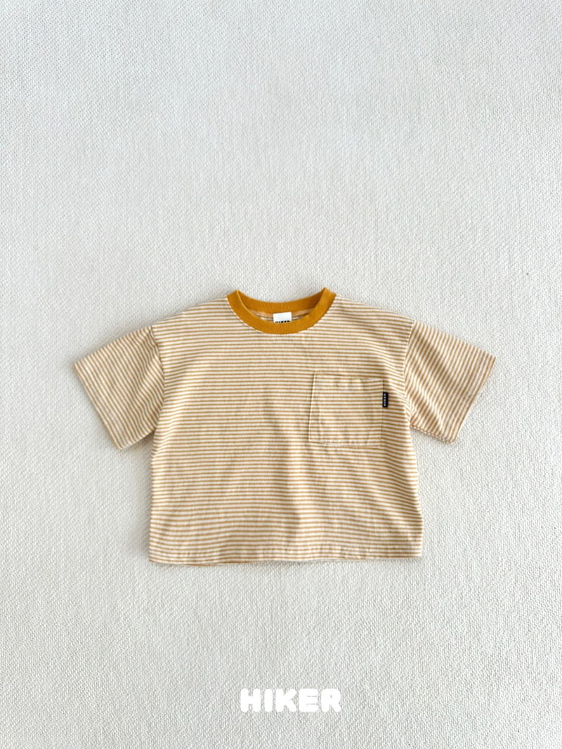 Hiker - Korean Children Fashion - #kidsshorts - Pocket Stripe Plain Short Sleeve Tee - 7