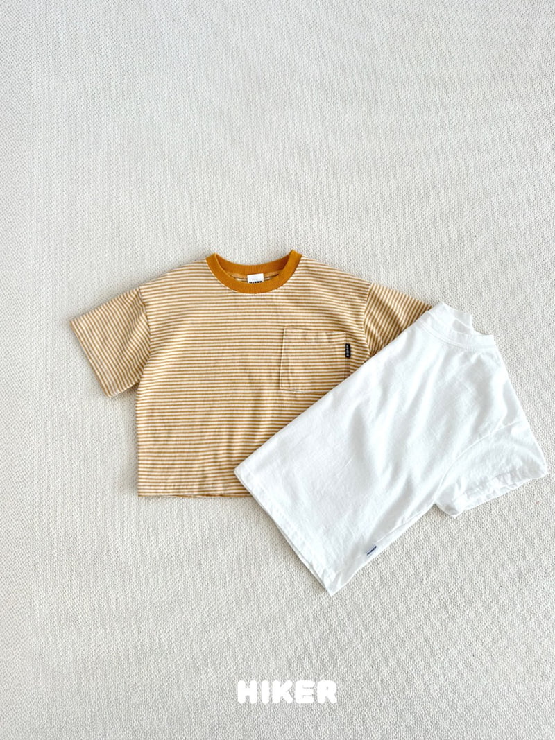 Hiker - Korean Children Fashion - #kidsstore - Pocket Stripe Plain Short Sleeve Tee - 8