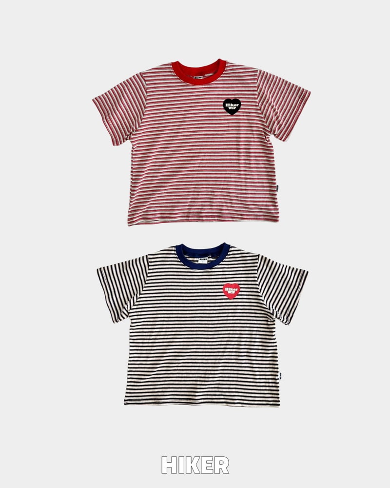 Hiker - Korean Children Fashion - #kidsstore - Heart Whip Stripe Tee
