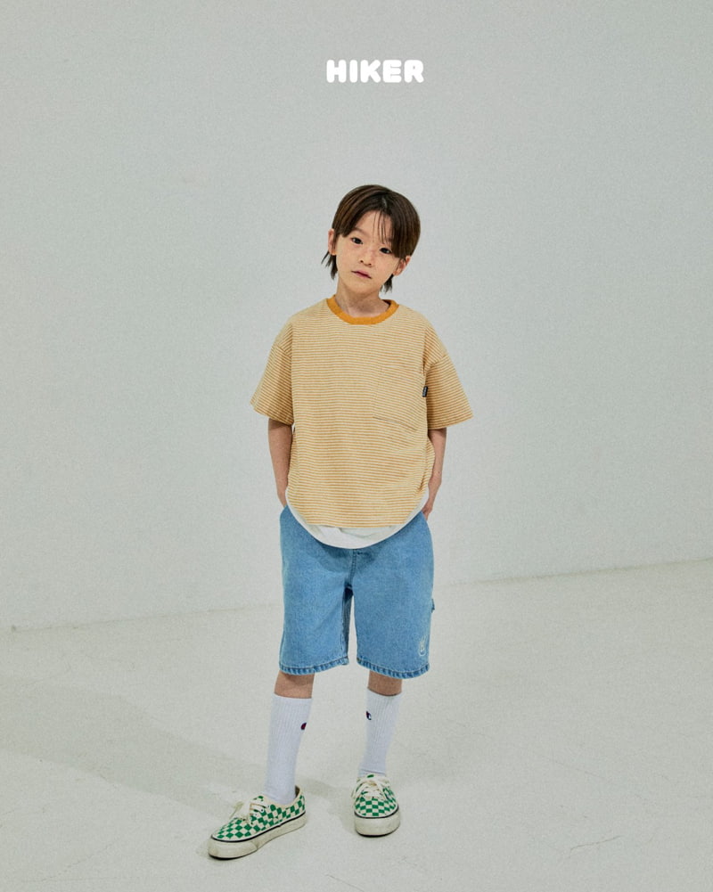 Hiker - Korean Children Fashion - #littlefashionista - Pocket Stripe Plain Short Sleeve Tee - 11
