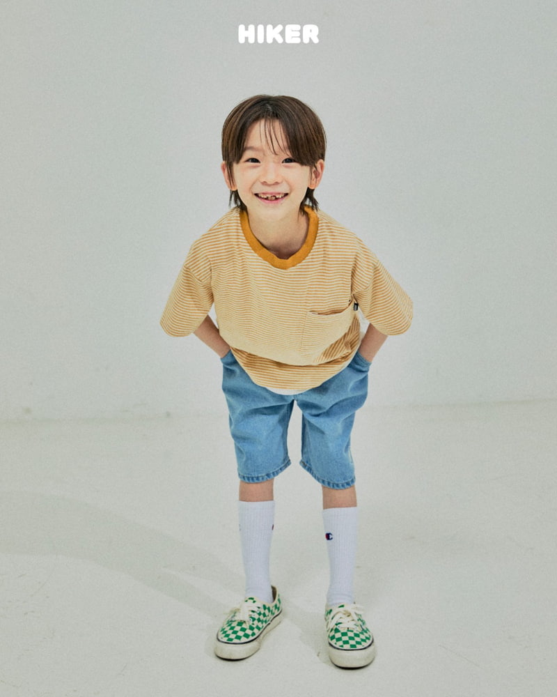 Hiker - Korean Children Fashion - #magicofchildhood - Pocket Stripe Plain Short Sleeve Tee - 12