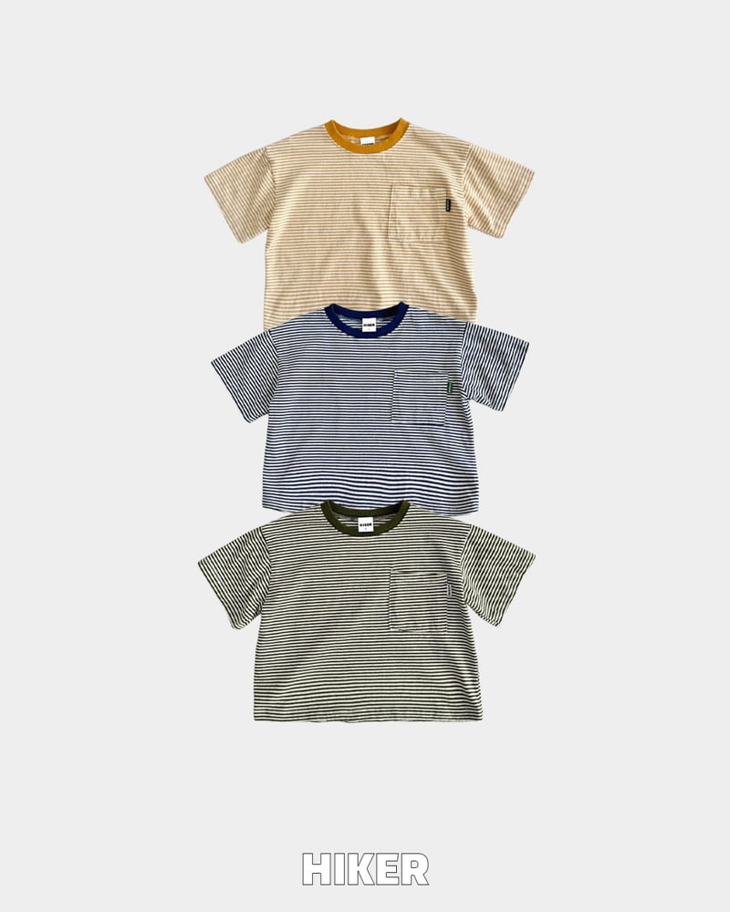Hiker - Korean Children Fashion - #stylishchildhood - Pocket Stripe Plain Short Sleeve Tee
