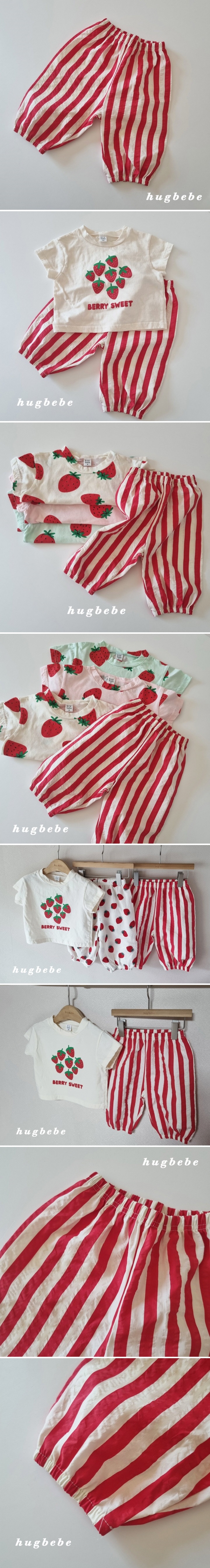 Hug Bebe - Korean Baby Fashion - #babylifestyle - Red Stripe Pants