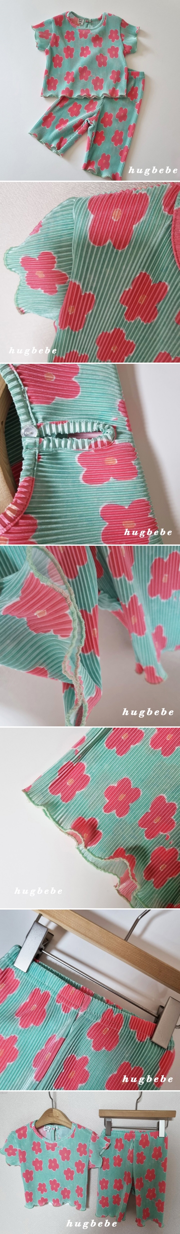 Hug Bebe - Korean Baby Fashion - #babyoutfit - Camellia Pleated Top Bottom Set