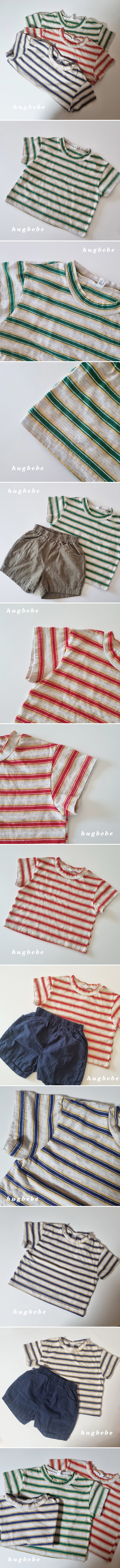 Hug Bebe - Korean Baby Fashion - #babyoutfit - Color Stripe Tee