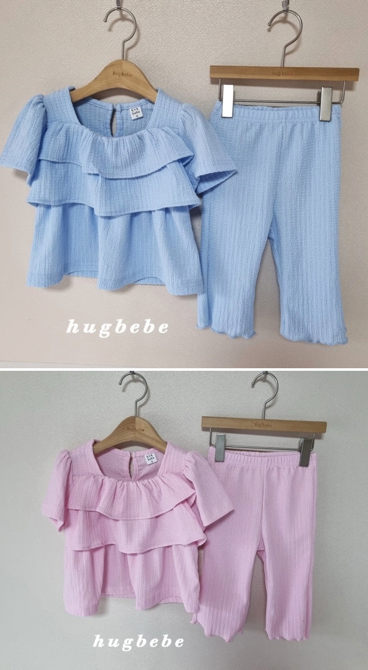 Hug Bebe - Korean Children Fashion - #Kfashion4kids - Lovely Flare Shirring Top Bottom Set