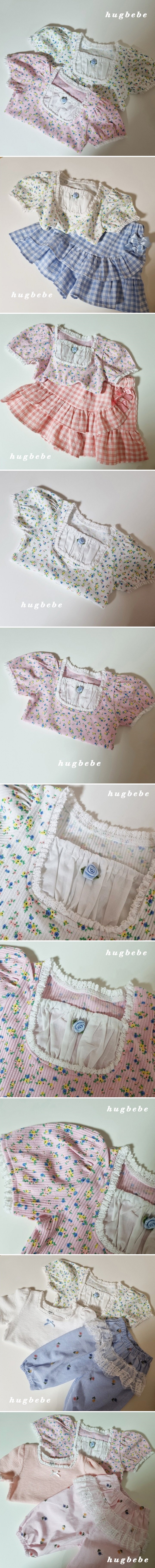 Hug Bebe - Korean Children Fashion - #designkidswear - Mori Girl Flower Square Neck Tee