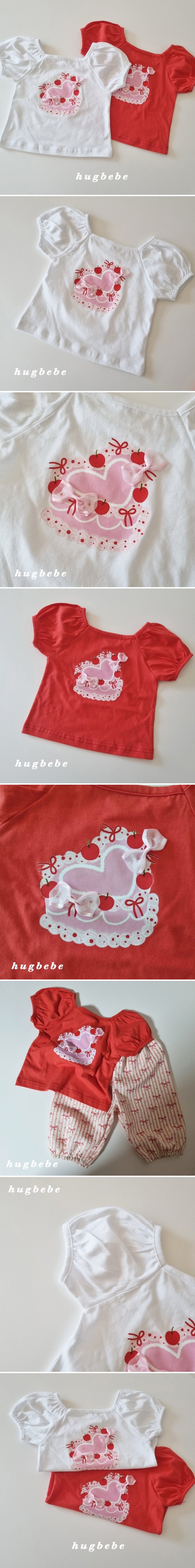 Hug Bebe - Korean Children Fashion - #minifashionista - Apple Heart Puff Tee