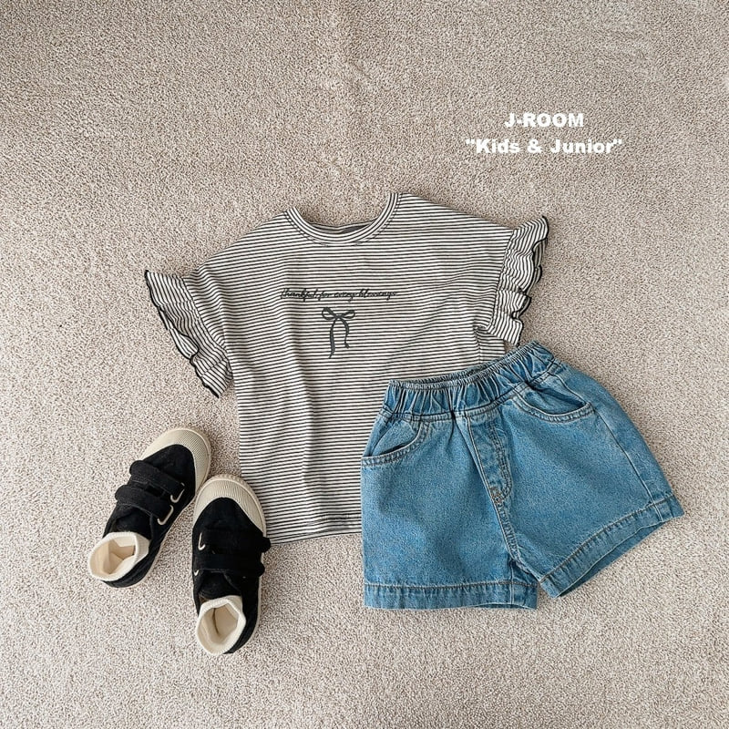 J-Room - Korean Children Fashion - #Kfashion4kids - Ribbon Shoulder Frill Tee - 8