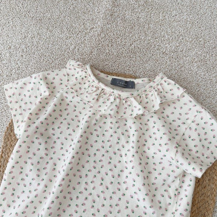 J-Room - Korean Children Fashion - #childrensboutique - Strawberry Linen Frill Tee - 6