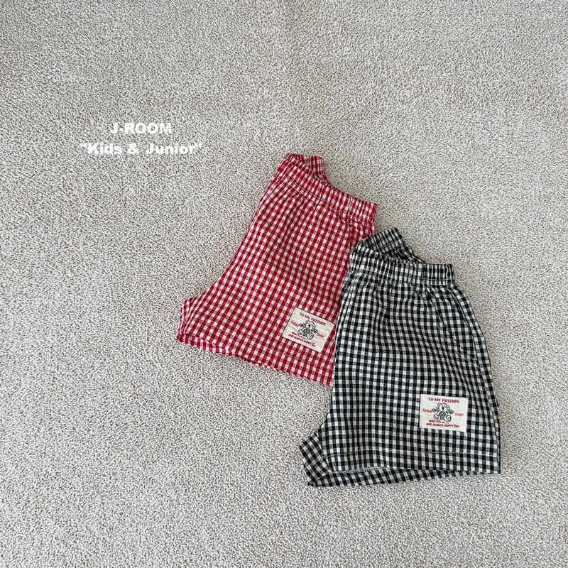 J-Room - Korean Children Fashion - #designkidswear - Cotton Check Shorts - 4