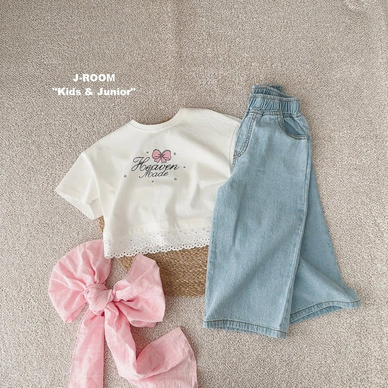 J-Room - Korean Children Fashion - #discoveringself - Summer Label Wide Denim Pants - 6