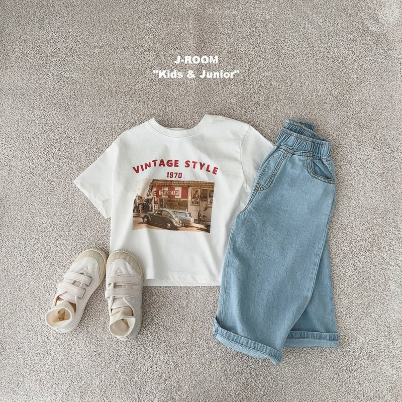 J-Room - Korean Children Fashion - #kidsshorts - Vintage Print Tee - 8