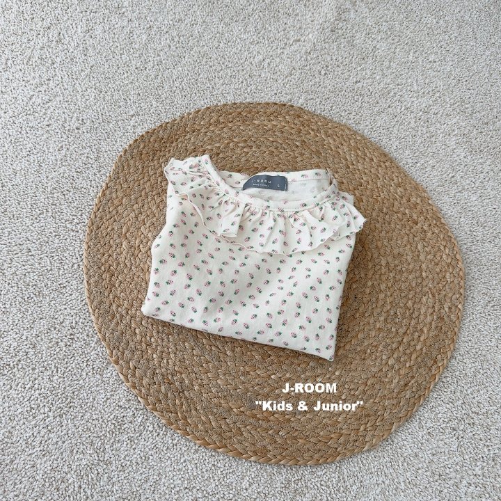 J-Room - Korean Children Fashion - #kidzfashiontrend - Strawberry Linen Frill Tee - 12