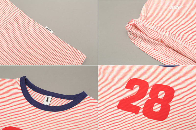 Jenny Basic - Korean Children Fashion - #kidzfashiontrend - Junior 28 Stripe Tee - 10