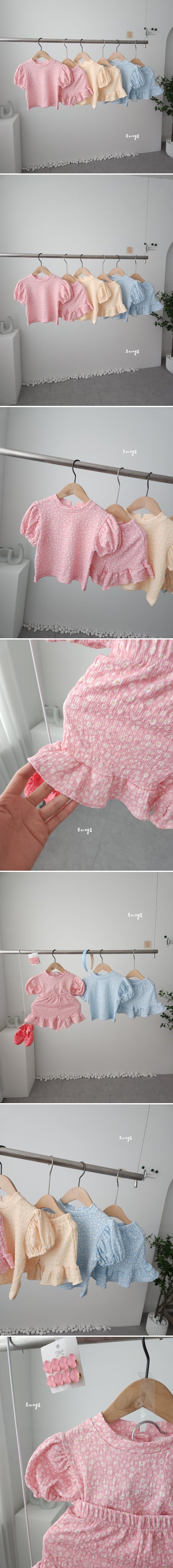 Joy ello - Korean Children Fashion - #kidsstore - Ice Flower Top Bottom Set