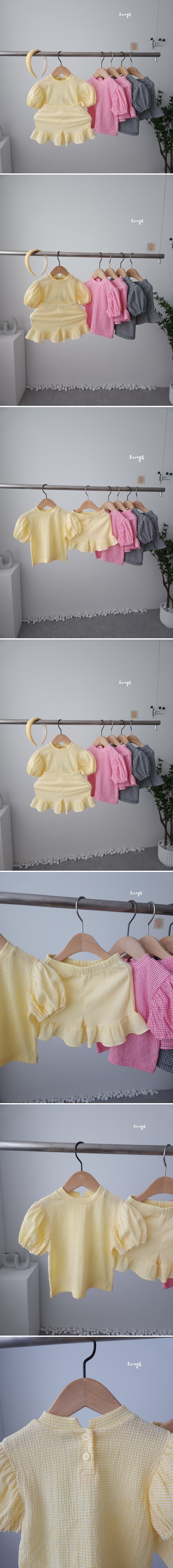 Joy ello - Korean Children Fashion - #kidzfashiontrend - Pleated Check Top Bottom Set