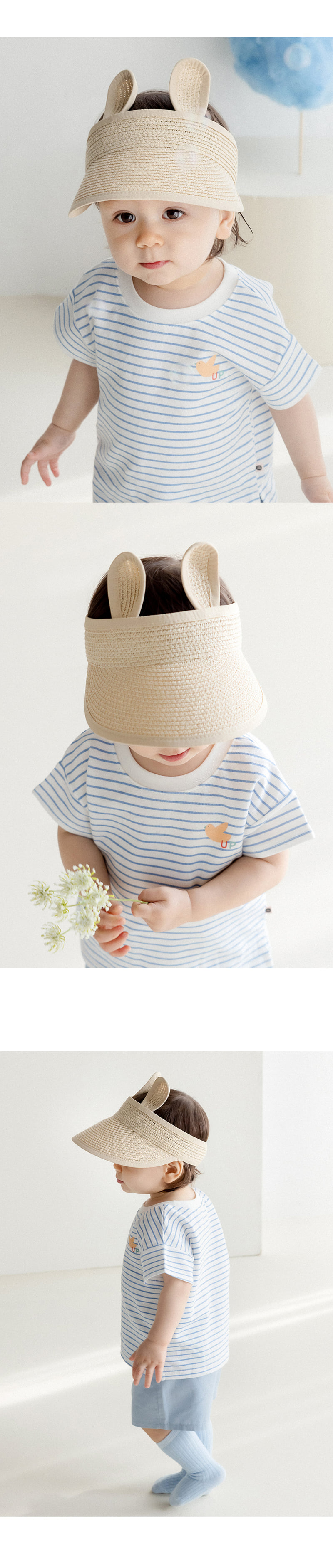 Kids Clara - Korean Baby Fashion - #babyootd - Rabbit Straw Baby Sun Cap - 2