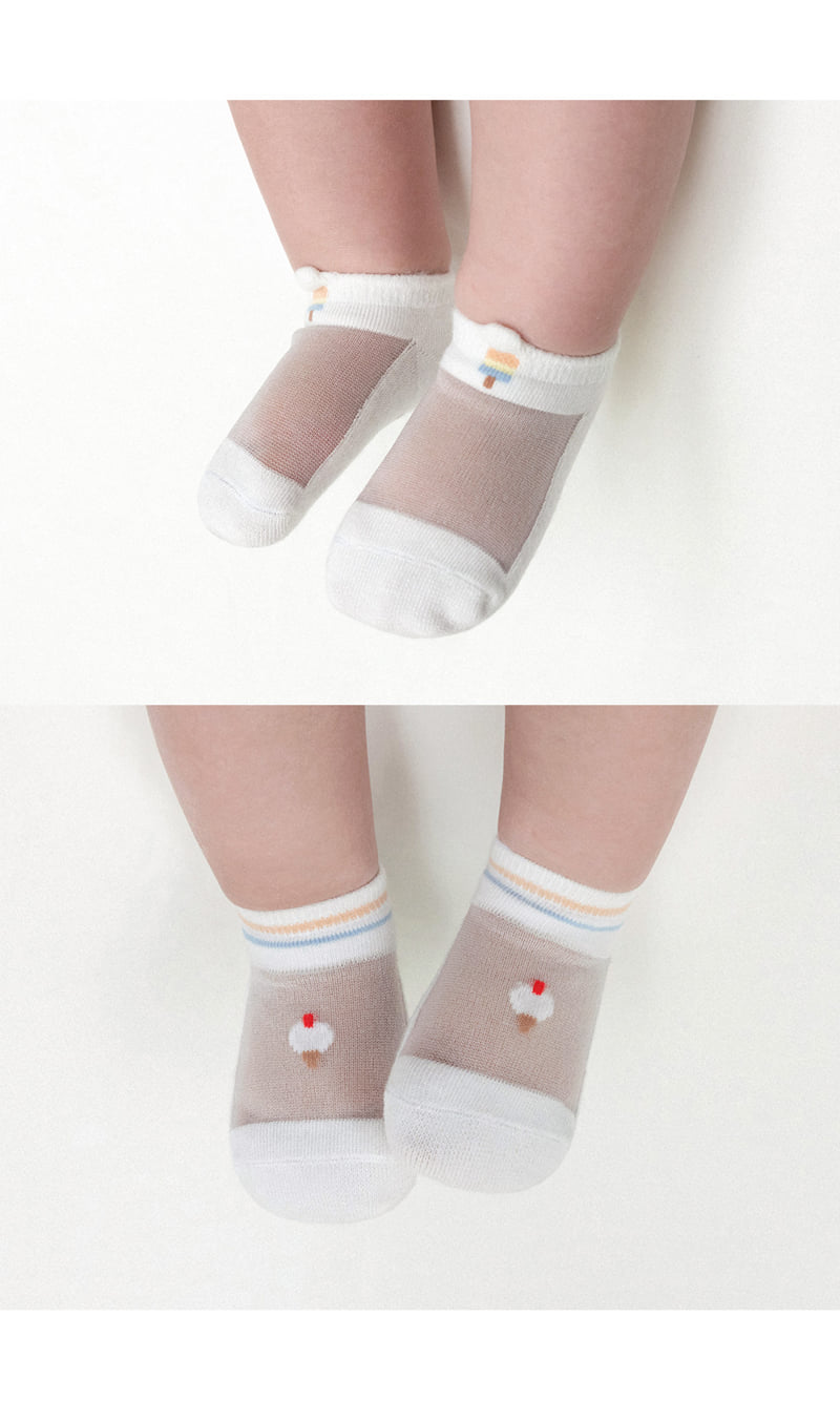 Kids Clara - Korean Baby Fashion - #babyootd - Cam Ice Baby Socks 2-piece Set (set of 5) - 3