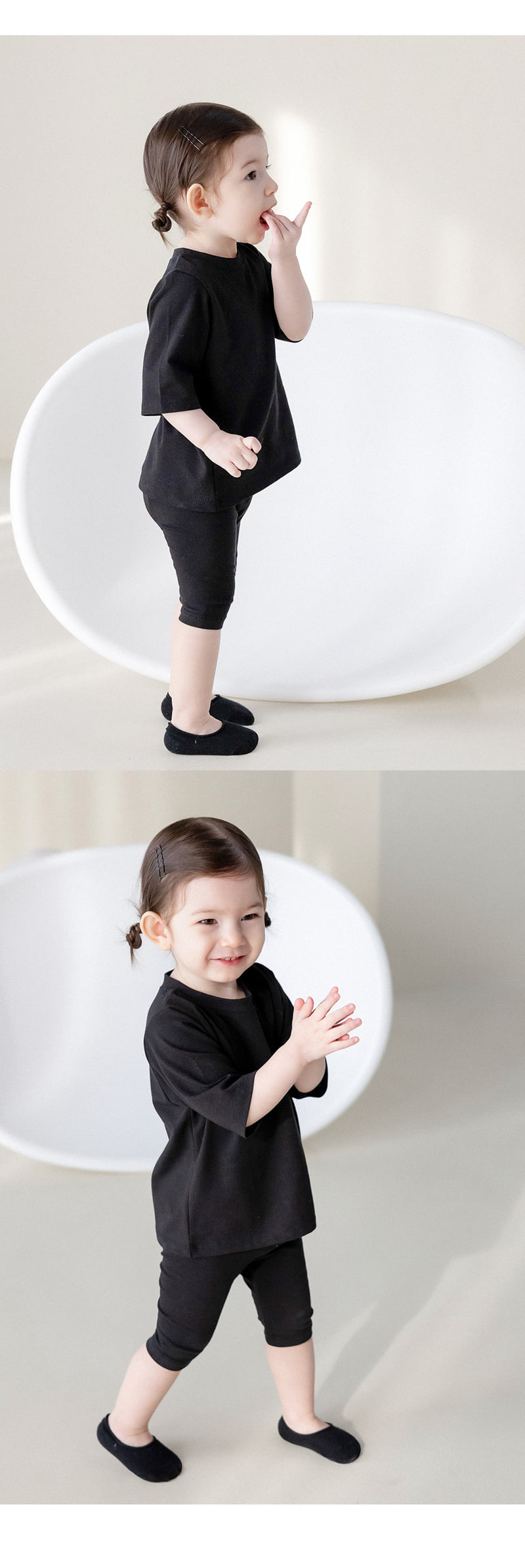 Kids Clara - Korean Baby Fashion - #babyoutfit - Pure Basic Half Leggings - 5