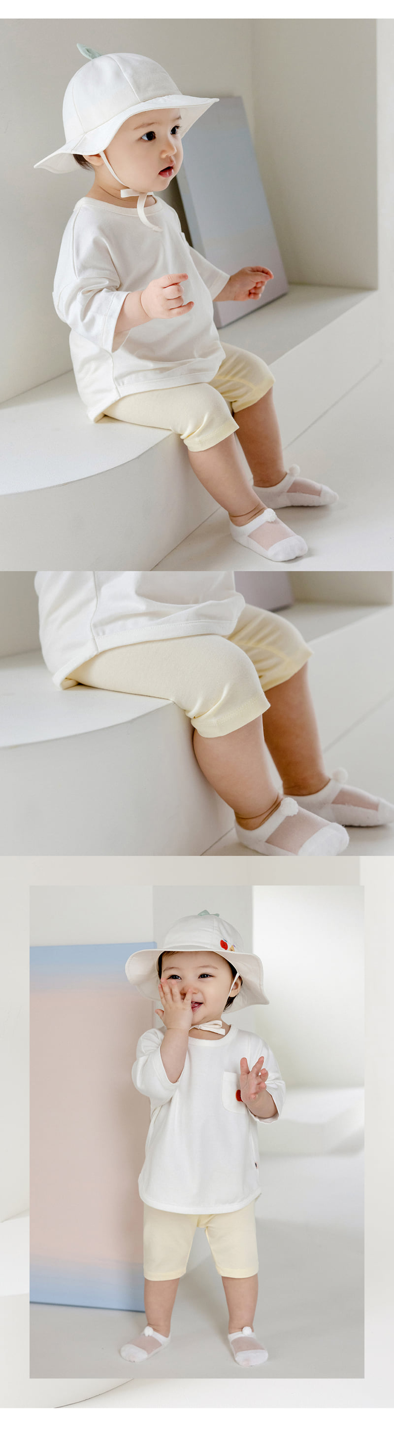 Kids Clara - Korean Baby Fashion - #babyoutfit - Pure Basic Half Baby Leggings - 9