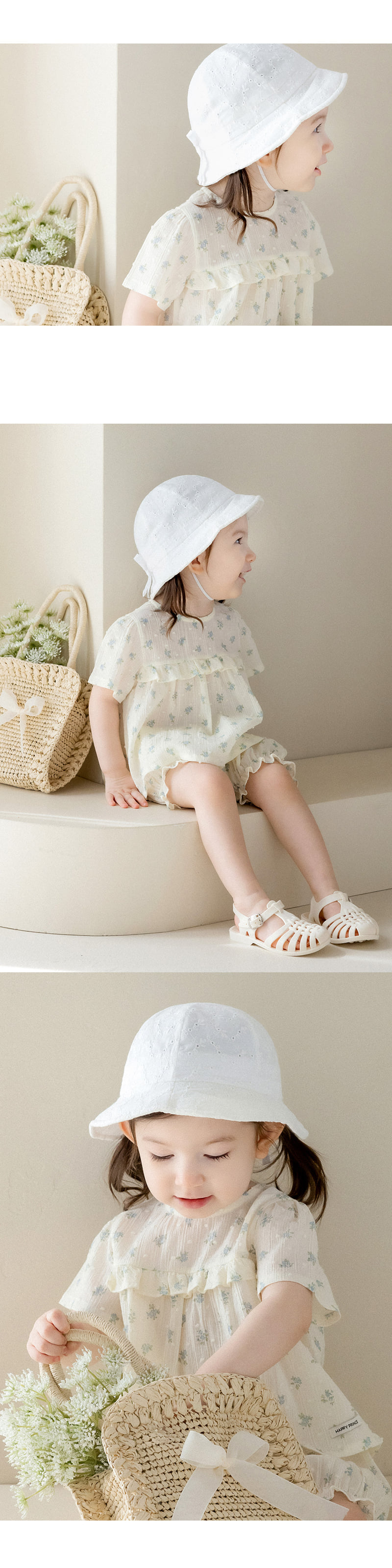 Kids Clara - Korean Baby Fashion - #babyoutfit - Romia Eyelet Baby Sun Hat - 4