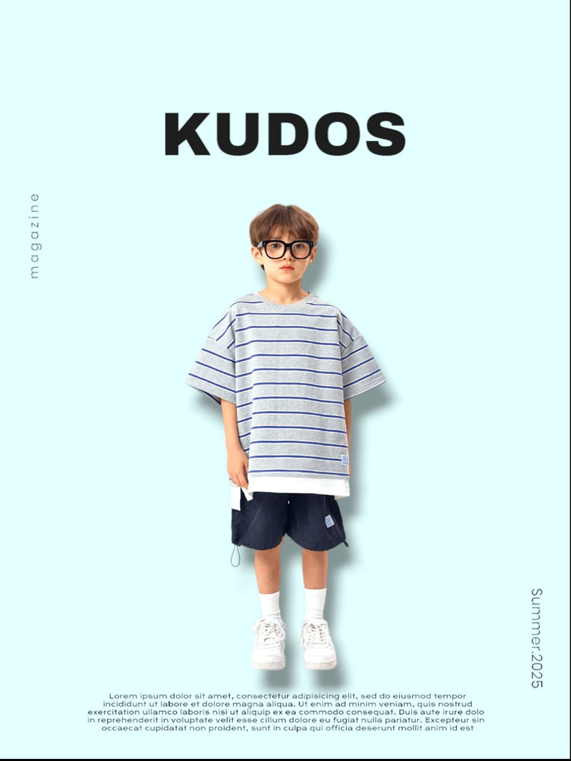 Kudos - Korean Children Fashion - #Kfashion4kids - Striped Border Short Sleeve Tee - 7