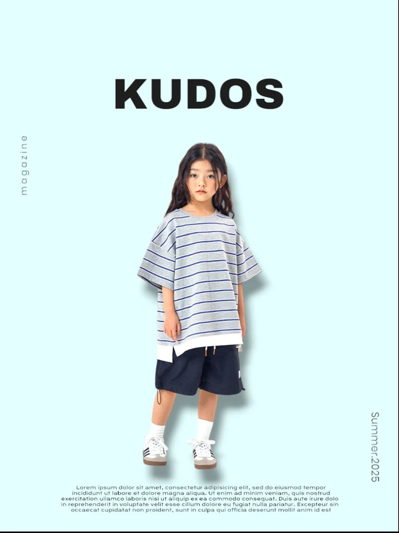 Kudos - Korean Children Fashion - #discoveringself - Striped Border Short Sleeve Tee - 2