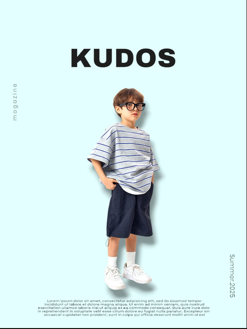 Kudos - Korean Children Fashion - #magicofchildhood - Striped Border Short Sleeve Tee - 9