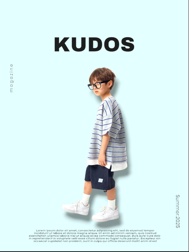 Kudos - Korean Children Fashion - #minifashionista - Striped Border Short Sleeve Tee - 10