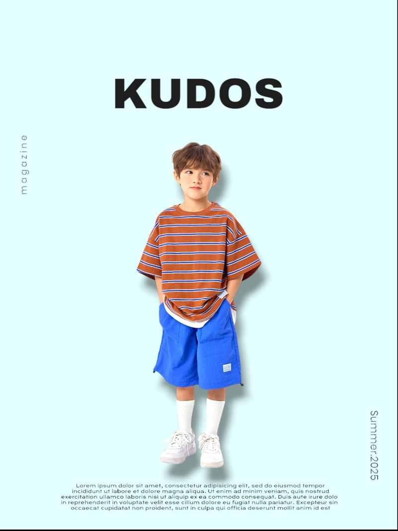 Kudos - Korean Children Fashion - #todddlerfashion - Striped Border Short Sleeve Tee - 12