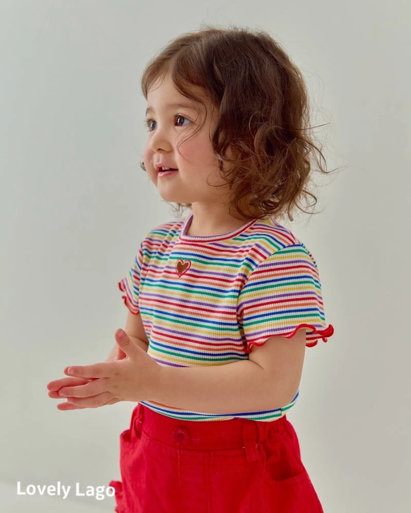 Lago - Korean Children Fashion - #childofig - Heart Rainbow Tee - 4