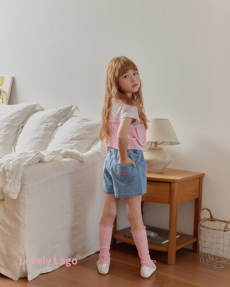 Lago - Korean Children Fashion - #childofig - Heart Embroidered Denim Pants - 2