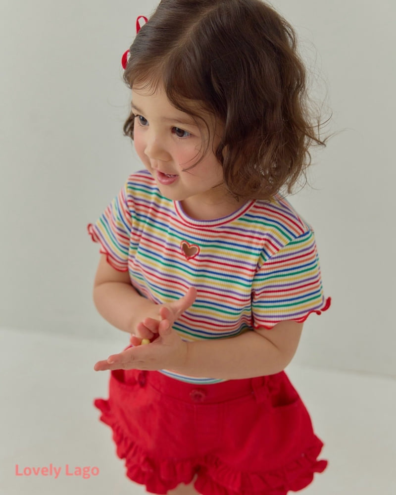 Lago - Korean Children Fashion - #childrensboutique - Heart Rainbow Tee - 5