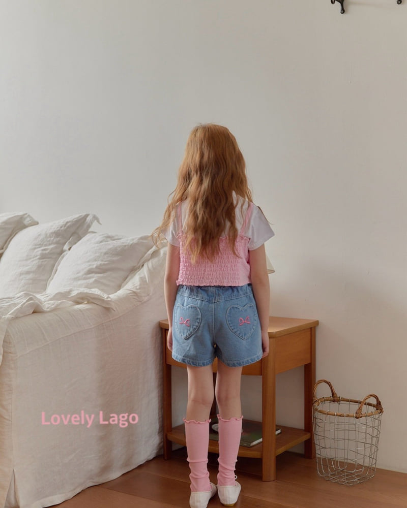 Lago - Korean Children Fashion - #fashionkids - Heart Embroidered Denim Pants - 6