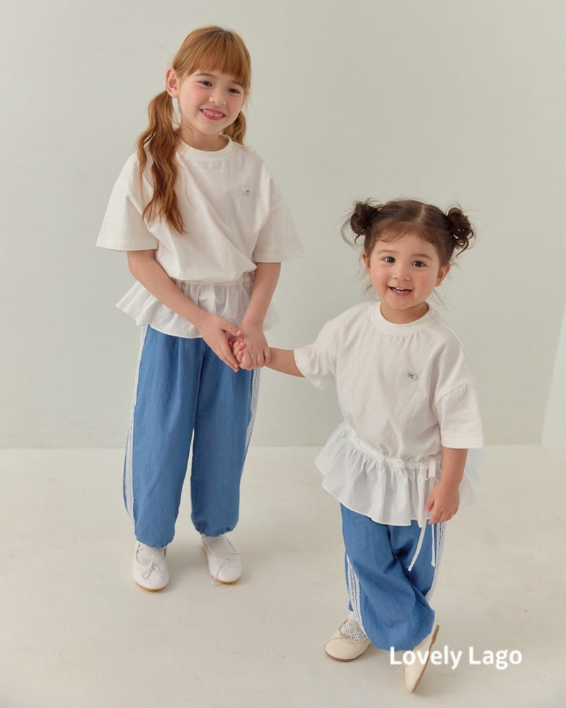 Lago - Korean Children Fashion - #kidsshorts - Frill String Long Tee - 6
