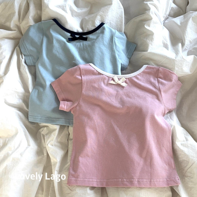 Lago - Korean Children Fashion - #kidsshorts - Back Round Ribbon Tee - 11