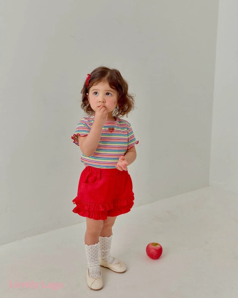 Lago - Korean Children Fashion - #kidsshorts - Heart Rainbow Tee - 9