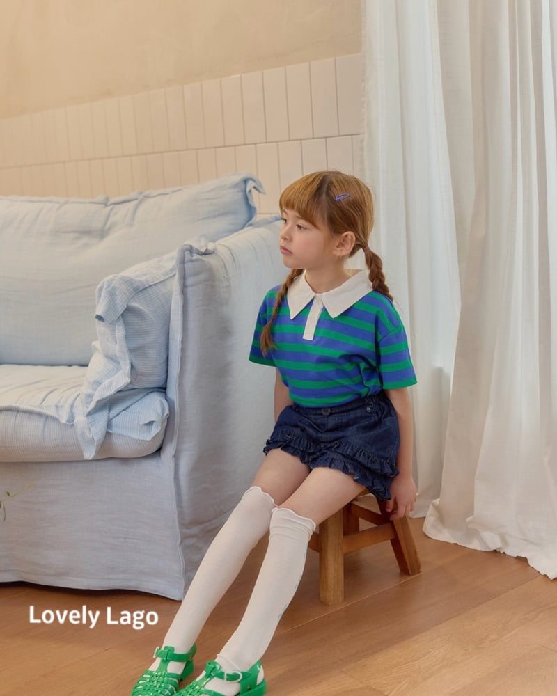 Lago - Korean Children Fashion - #kidzfashiontrend - Stripe Collar Tee - 6