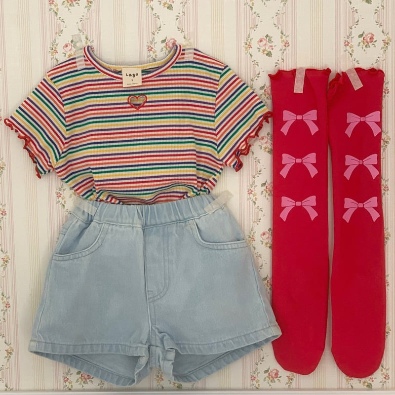 Lago - Korean Children Fashion - #littlefashionista - Heart Embroidered Denim Pants - 11