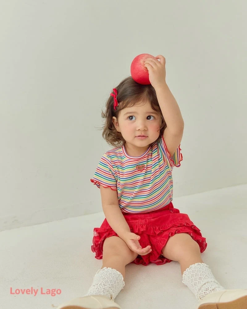Lago - Korean Children Fashion - #minifashionista - Heart Rainbow Tee