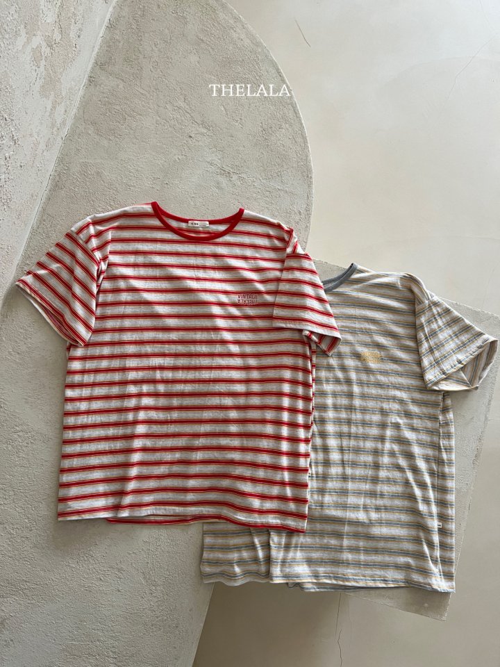 Lala - Korean Women Fashion - #womensfashion - Dongdong Stripe Mom Tee - 10