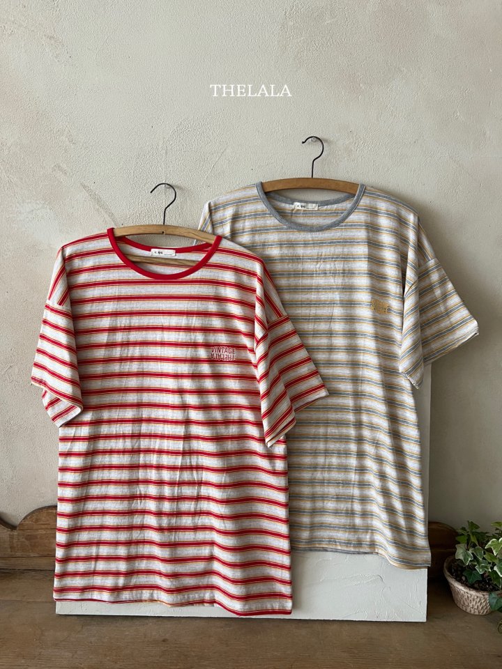 Lala - Korean Women Fashion - #womensfashion - Dongdong Stripe Mom Tee - 8