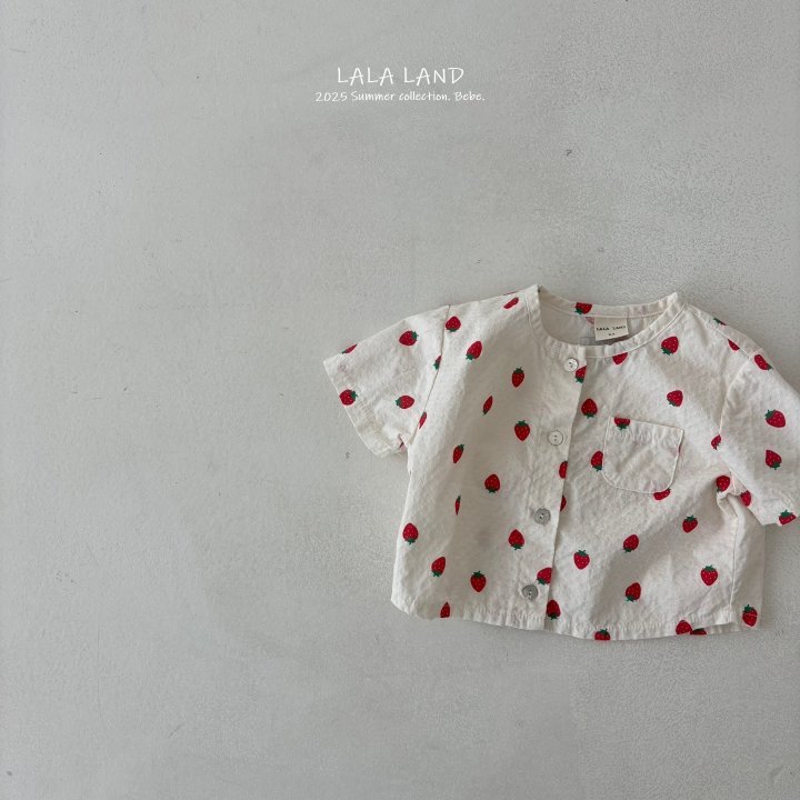 Lalaland - Korean Baby Fashion - #babyclothing - bebe Strawberry Button Shirt - 3