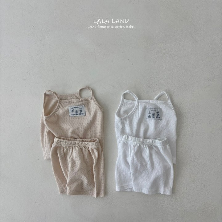 Lalaland - Korean Baby Fashion - #babyfashion - bebe Cotton Mesh Top Bottom Set