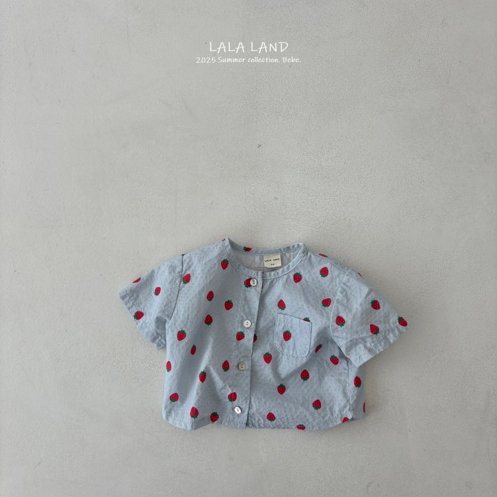 Lalaland - Korean Baby Fashion - #babyfever - bebe Strawberry Button Shirt - 5