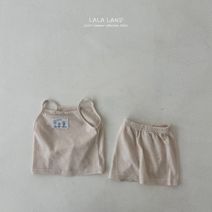 Lalaland - Korean Baby Fashion - #babygirlfashion - bebe Cotton Mesh Top Bottom Set - 4