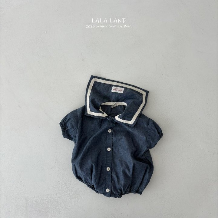 Lalaland - Korean Baby Fashion - #smilingbaby - bebe Denim Sailor Short Sleeve Suit - 6
