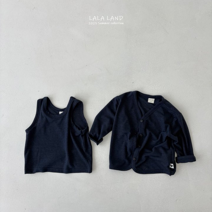 Lalaland - Korean Children Fashion - #childofig - kids Linen Cardigan Sleeveless Set - 4